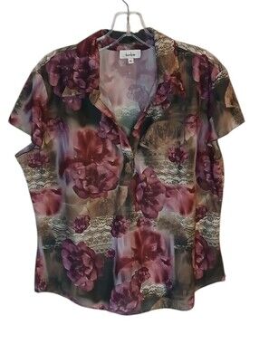 Harlow Vintage 90's Floral Short-Sleeve Blouse Size XL